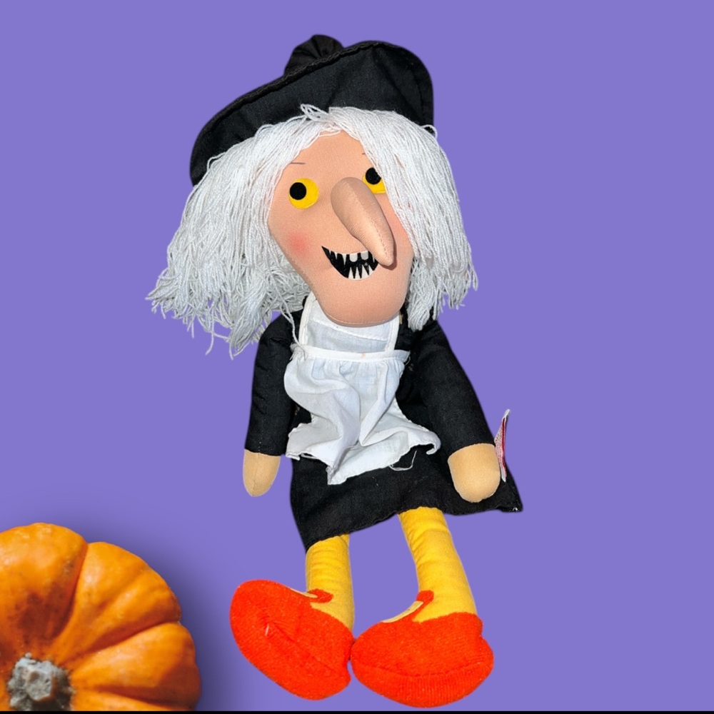 Vtg Kamar Halloween Witch Doll Stuffed Plush Ragdoll  15” Prop Decoration ￼